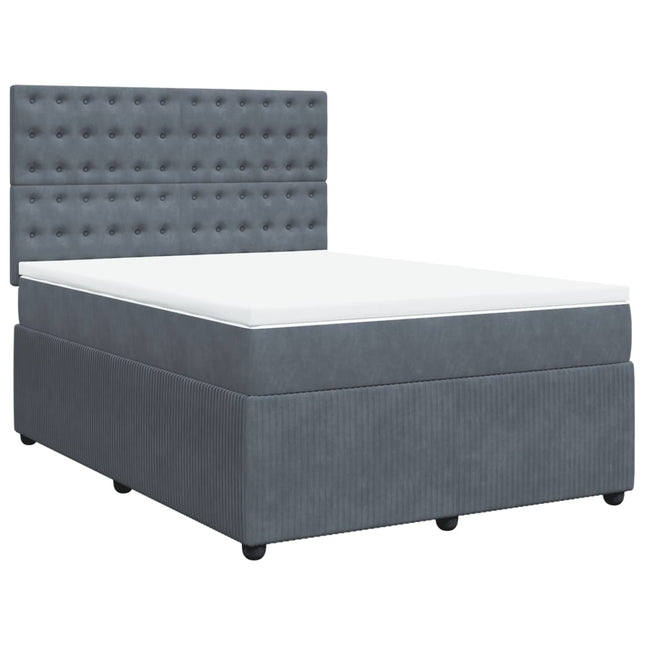 Giroletto a Molle con Materasso Grigio Scuro 160x200 cm Velluto