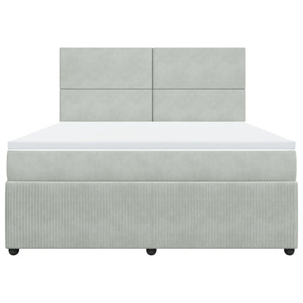Giroletto a Molle con Materasso Grigio Chiaro 180x200cm Velluto