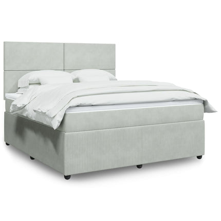 Giroletto a Molle con Materasso Grigio Chiaro 180x200cm Velluto