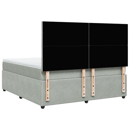 Giroletto a Molle con Materasso Grigio Chiaro 180x200cm Velluto
