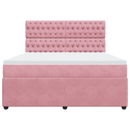 Giroletto a Molle con Materasso Rosa 180x200 cm in Velluto