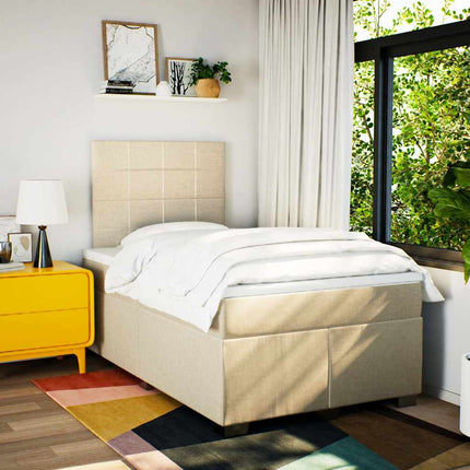 Giroletto a Molle con Materasso Crema 120x200 cm in Tessuto