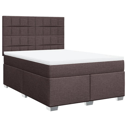 Giroletto a Molle con Materasso Marrone Scuro 140x190cm Tessuto