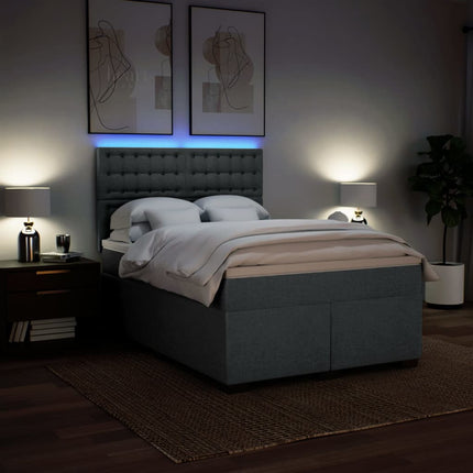 Giroletto a Molle con Materasso Grigio Scuro 140x200cm Tessuto