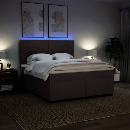 Giroletto a Molle con Materasso Marrone Scuro 180x200cm Tessuto
