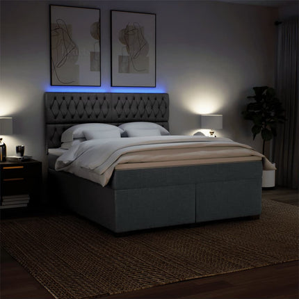 Giroletto a Molle con Materasso Grigio Scuro 180x200 cm Tessuto