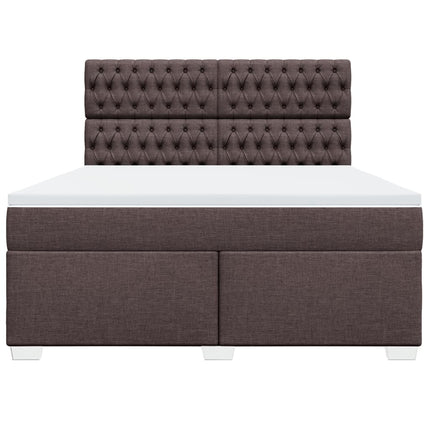 Giroletto a Molle con Materasso Marrone Scuro 180x200cm Tessuto