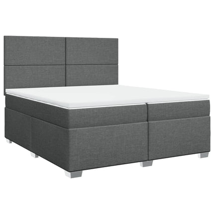 Giroletto a Molle con Materasso Grigio Scuro 200x200 cm Tessuto