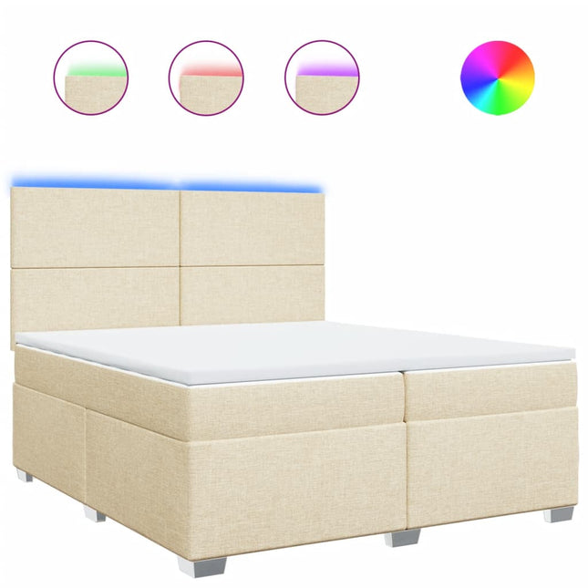 Giroletto a Molle con Materasso Crema 200x200 cm in Tessuto