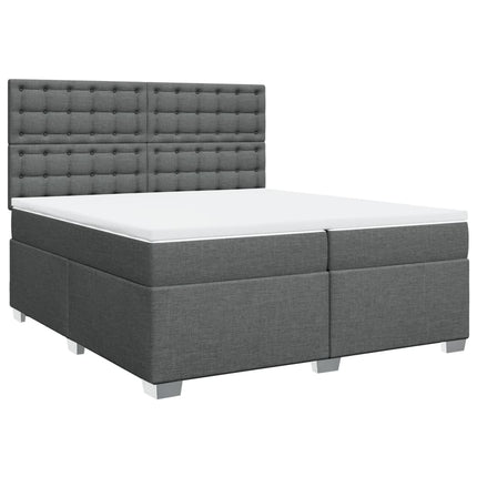 Giroletto a Molle con Materasso Grigio Scuro 200x200 cm Tessuto