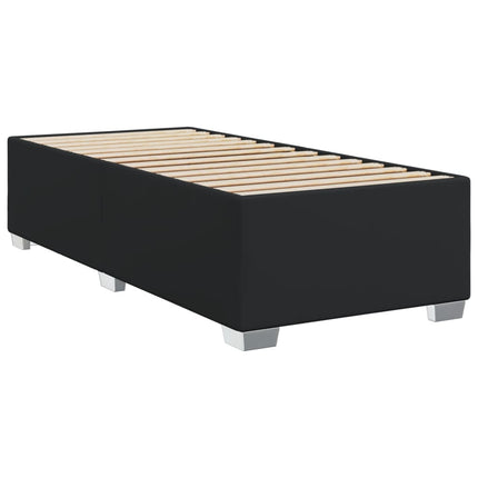 Letto a Molle con Materasso Nero Singolo in Similpelle