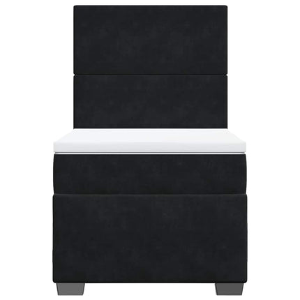 Giroletto a Molle con Materasso Nero 80x200 cm in Velluto