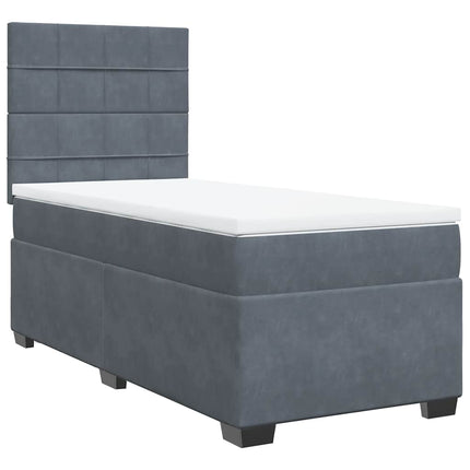 Giroletto a Molle con Materasso Grigio Scuro 80x200 cm Velluto