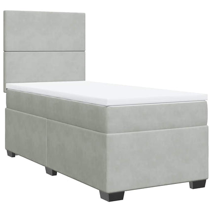Giroletto a Molle con Materasso Grigio Chiaro 90x190 cm Velluto