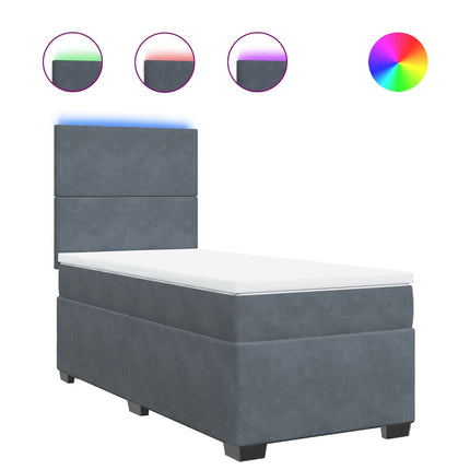 Giroletto a Molle con Materasso Grigio Scuro 90x190 cm Velluto