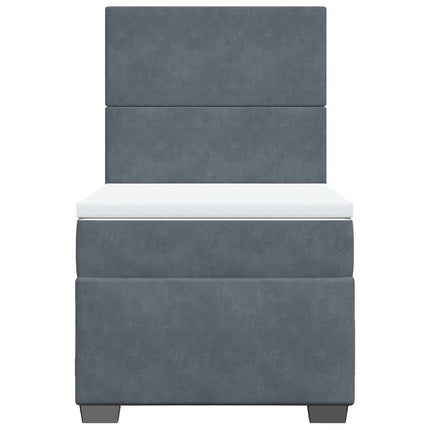 Giroletto a Molle con Materasso Grigio Scuro 90x190 cm Velluto