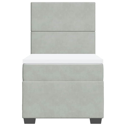 Giroletto a Molle con Materasso Grigio Chiaro 90x200 cm Velluto
