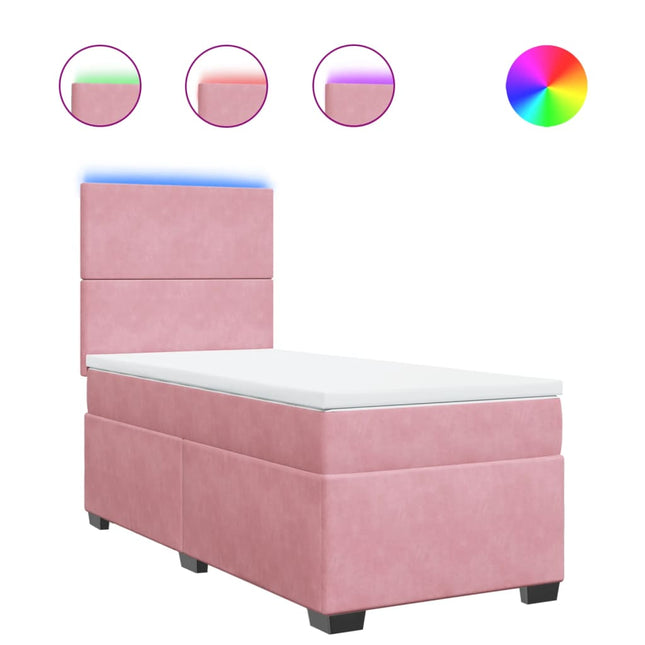 Giroletto a Molle con Materasso Rosa 90x200 cm in Velluto