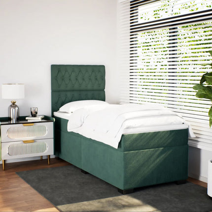 Giroletto a Molle con Materasso Verde Scuro 90x200 cm Velluto