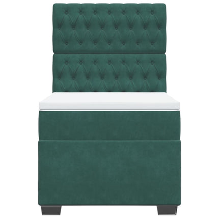 Giroletto a Molle con Materasso Verde Scuro 90x200 cm Velluto
