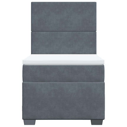 Giroletto a Molle con Materasso Grigio Scuro 100x200 cm Velluto