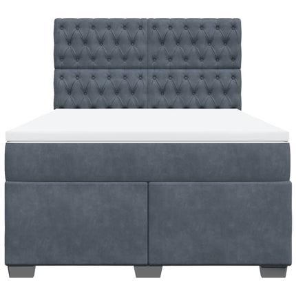 Giroletto a Molle con Materasso Grigio Scuro 140x190 cm Velluto