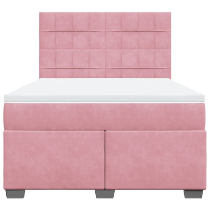 Giroletto a Molle con Materasso Rosa 140x200 cm in Velluto