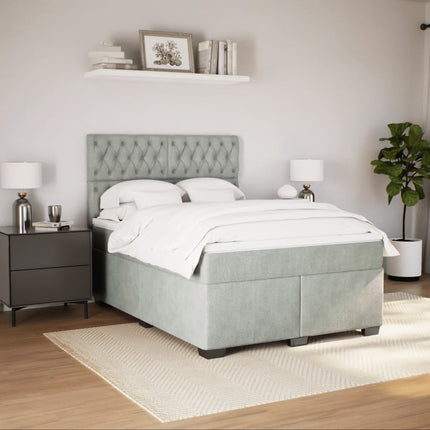 Giroletto a Molle con Materasso Grigio Chiaro 140x200cm Velluto