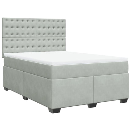 Giroletto a Molle con Materasso Grigio Chiaro 140x200cm Velluto