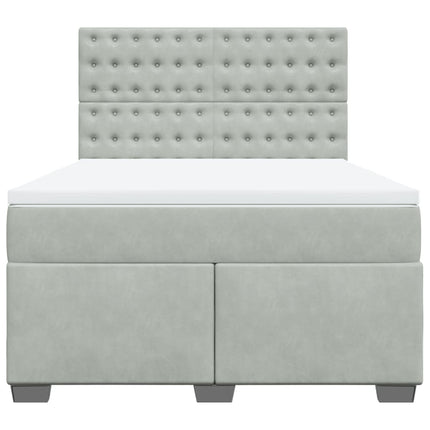 Giroletto a Molle con Materasso Grigio Chiaro 140x200cm Velluto