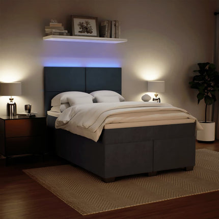 Giroletto a Molle con Materasso Grigio Scuro 160x200 cm Velluto