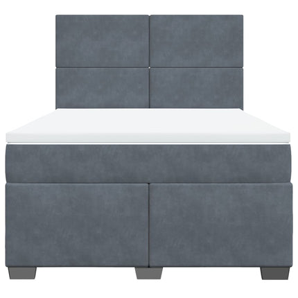 Giroletto a Molle con Materasso Grigio Scuro 160x200 cm Velluto