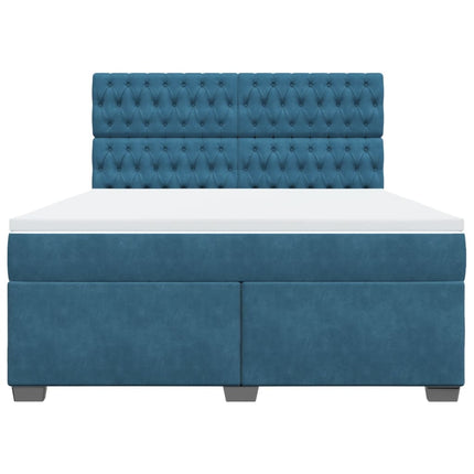 Giroletto a Molle con Materasso Blu 180x200 cm in Velluto