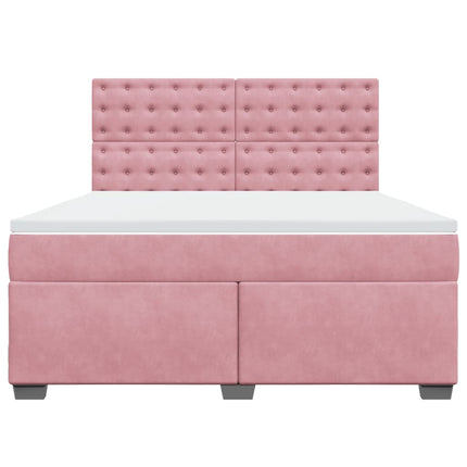 Giroletto a Molle con Materasso Rosa 180x200 cm in Velluto