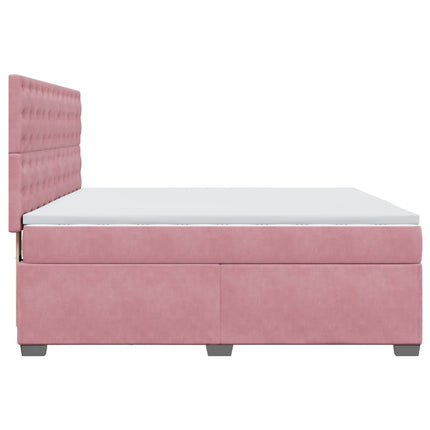 Giroletto a Molle con Materasso Rosa 180x200 cm in Velluto
