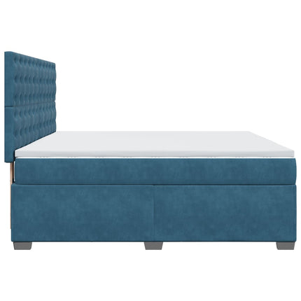 Giroletto a Molle con Materasso Blu 200x200 cm in Velluto
