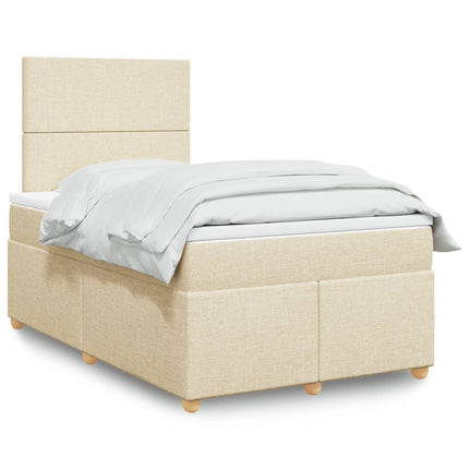 Giroletto a Molle con Materasso Crema 120x200 cm in Tessuto