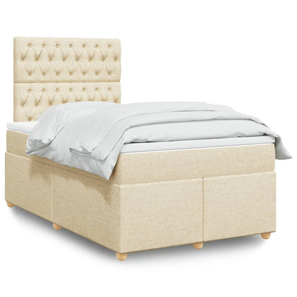 Giroletto a Molle con Materasso Crema 120x200 cm in Tessuto