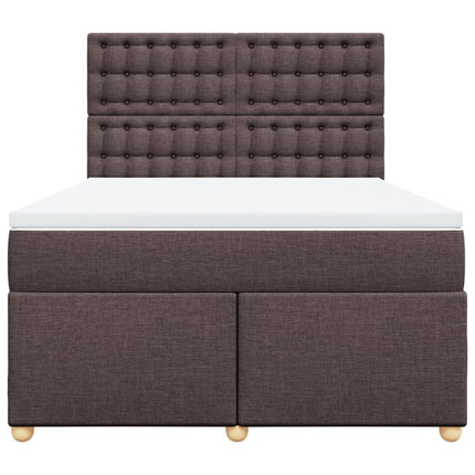 Giroletto a Molle con Materasso Marrone Scuro 140x200cm Tessuto