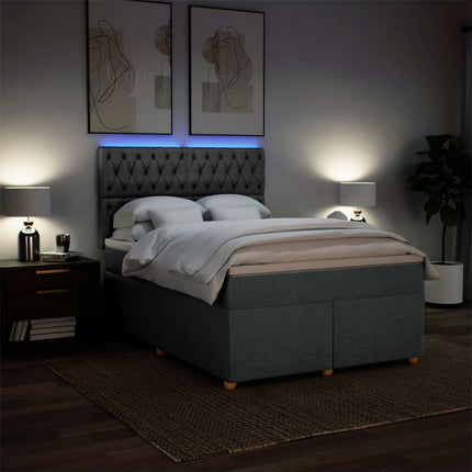 Giroletto a Molle con Materasso Grigio Scuro 160x200 cm Tessuto