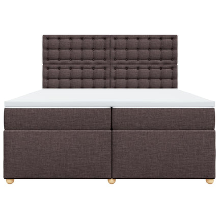 Giroletto a Molle con Materasso Marrone Scuro 200x200cm Tessuto