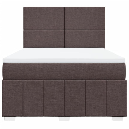 Giroletto a Molle con Materasso Marrone Scuro 140x200cm Tessuto