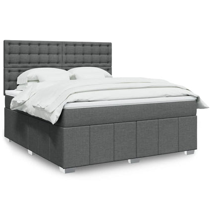 Giroletto a Molle con Materasso Grigio Scuro 180x200 cm Tessuto