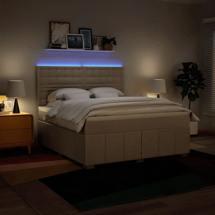 Giroletto a Molle con Materasso Crema 180x200 cm in Tessuto