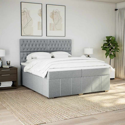 Giroletto a Molle con Materasso Grigio Chiaro 200x200cm Tessuto