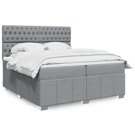 Giroletto a Molle con Materasso Grigio Chiaro 200x200cm Tessuto