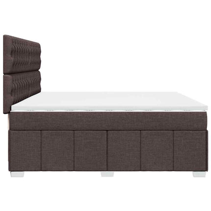 Giroletto a Molle con Materasso Marrone Scuro 200x200cm Tessuto