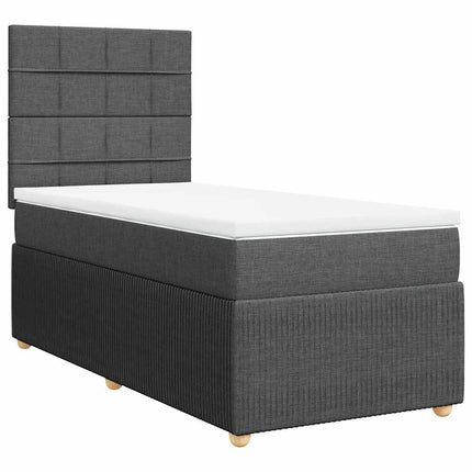 Giroletto a Molle con Materasso Grigio Scuro 90x200 cm Tessuto
