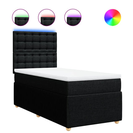 Giroletto a Molle con Materasso Nero 90x200 cm in Tessuto