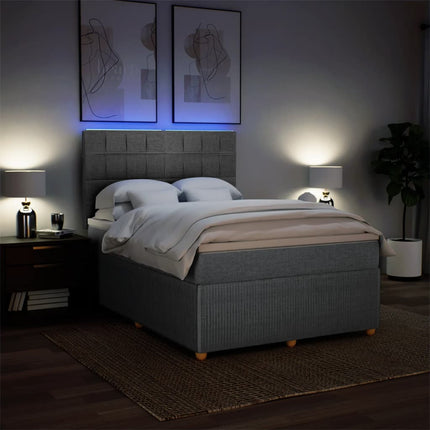 Giroletto a Molle con Materasso Grigio Chiaro 160x200cm Tessuto